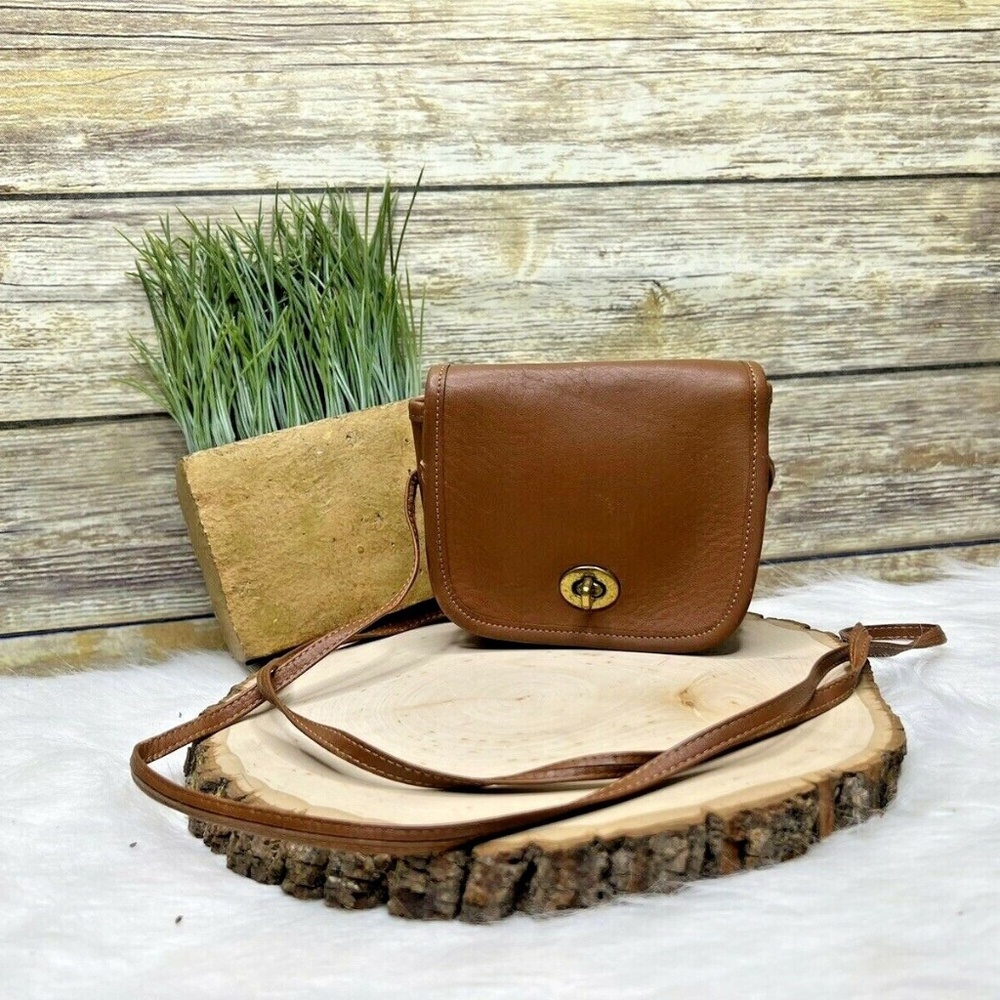 Vntg Laura Tan Brown Genuine Leather Mini Purse Shoulder Bag Crossbody